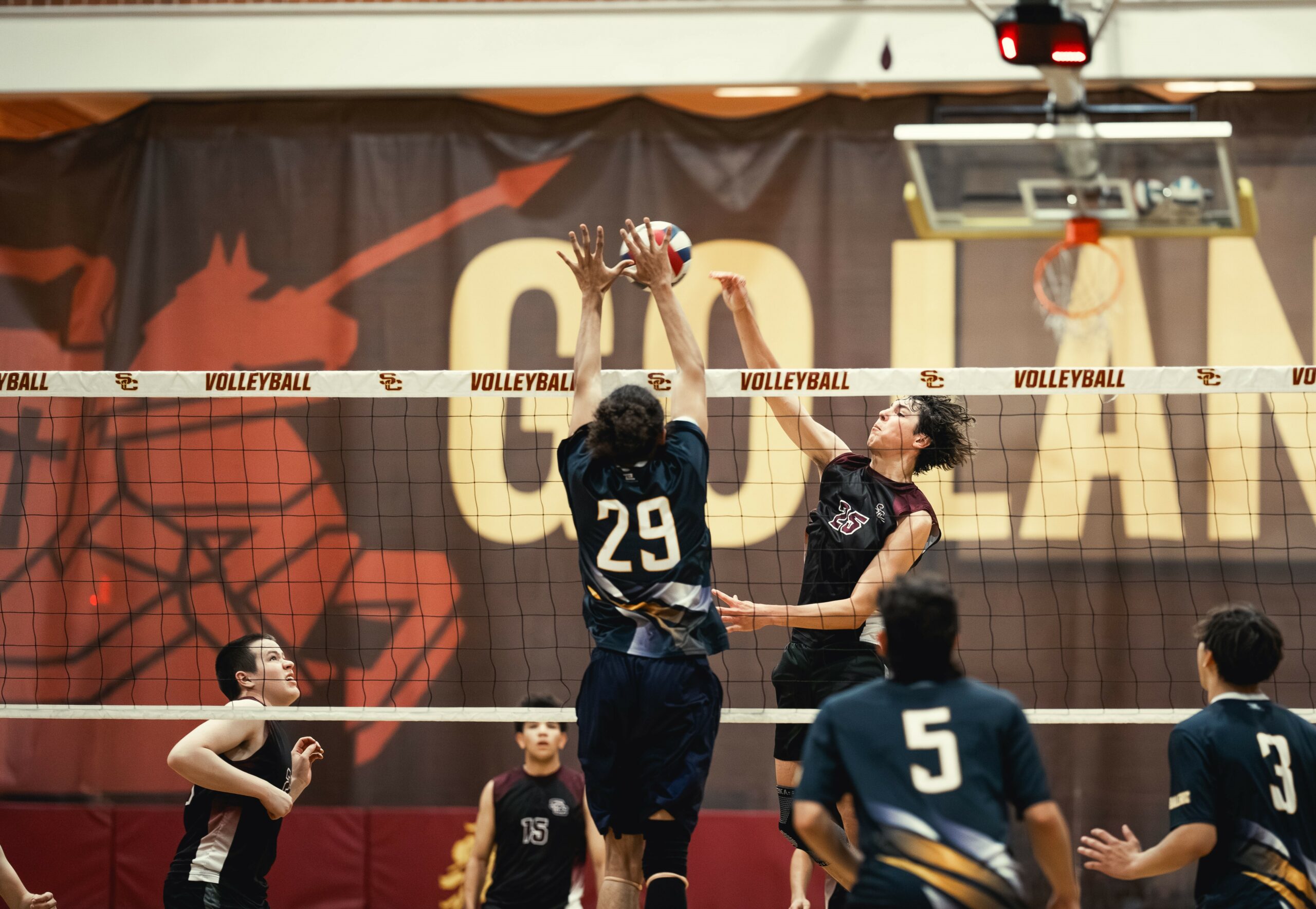 Boys playing volleyball