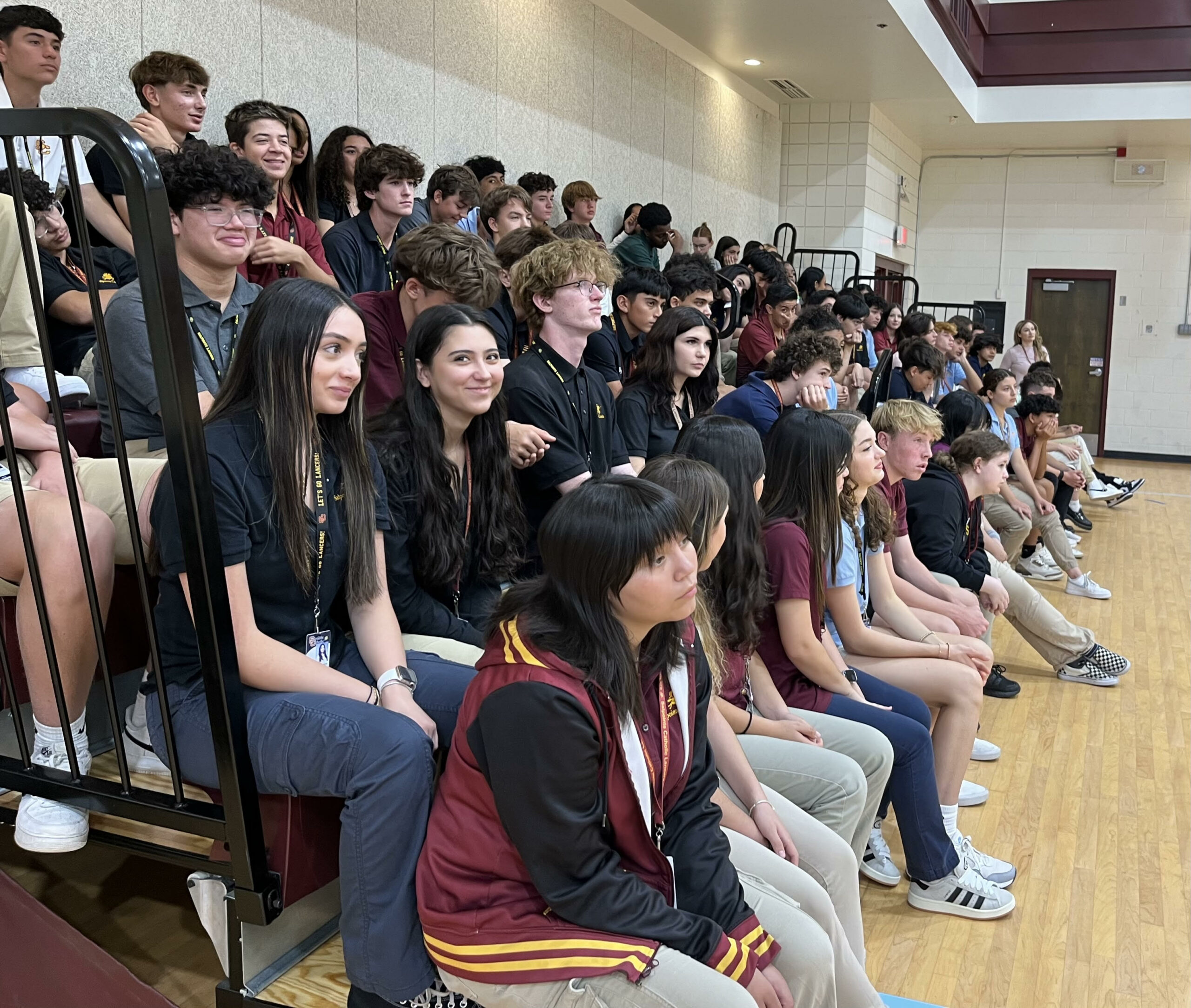 MADD presentation students on bleachers